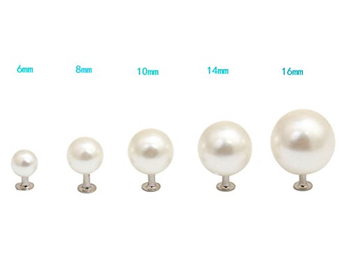 AKOAK 100 Set Pearl Rivet,Half Hole Faux Pearls Rivets Studs Buttons for Hat/Shoe/Clothes/Bag/Skirt/Bridal Veil DIY Accessories (8.0mm)