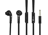 Earbuds for Samsung | In-Ear Earphones | Headphones with Multi Function Remote, Mic | Samsung, Android and iPhone | Sweat Proof | No Tangle Flat Cable | Galaxy S7 Earbuds | Premium Bass [BLACK]