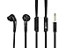 PREMIUM BASS Stereo In-Ear Headphones / Earphones | Multi Function Button | iPhone Earbuds with Mic | For Android and iPhone | Sweat Proof | Tangle Free Flat Cable | Sports Headset | Black [1 Pack]