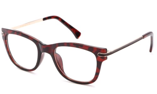 IG Women's Metal Frame Cat Eye Stye High Fashion Clear Lens Glasses in Tortoise/Gold/Brown