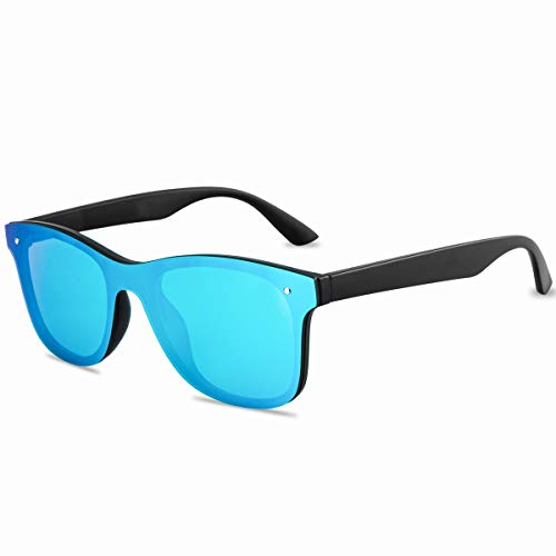 Rimless Mirrored Lens One Piece Sunglasses UV400 Protection for Women Men (red+blue+green) - Thumbnail 4