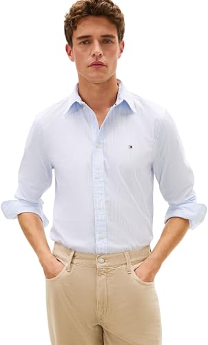 Tommy Hilfiger Core Flex Pop Classic STP Shirt Mw0Mw41403 Chemise L/S, Blue (Sweet Blue/Stripe), L Homme