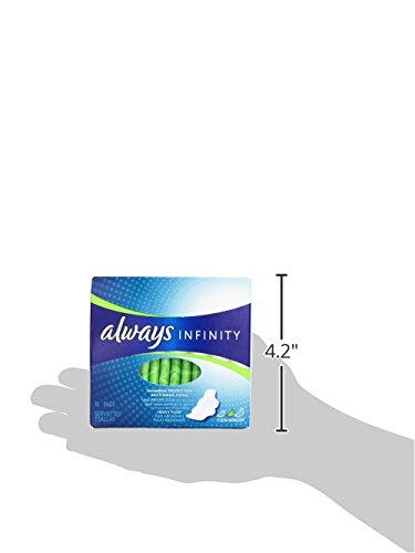 Always Infinity Size 2 Feminine Pads with Wings, Super Absorbency, Unscented, 16 Count
