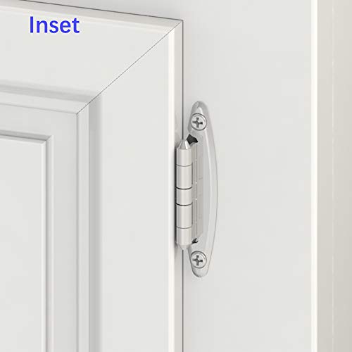 Hardware 3/8 Inch Face Mount Inset Satin Nickel Kitchen Door Cabinet Hinges, 50 Pack(25 Pairs) - Thumbnail 4