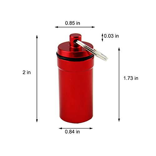 Fivebop 6Pcs Aluminum Alloy Keychain Pill Holder Fob Small Waterproof Geocaching Containers with Key Ring