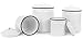 Enamelware 4 Piece Canister Set - Solid White with Black Rim