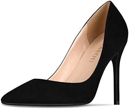 GOXEOU Women's Classic High Heels Stiletto Pointed Closed Toe Pumps Ladies Dress Party Evening Shoes - 4inch