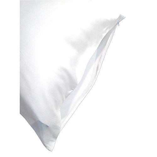 2 Pack White Satin Zippered Pillow Protector Standard Size 19 X 25