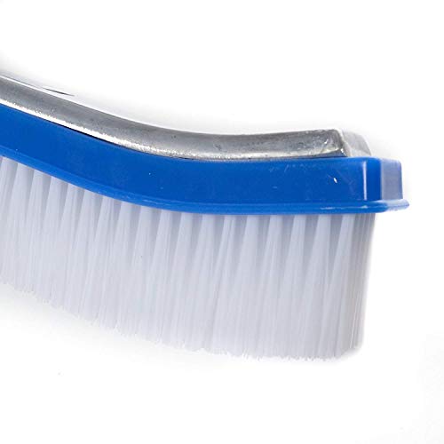 SANDEGOO Swimming Pool Brush, 8 FT Extension 18.5"Polished Aluminum Rear Pool Cleaning Brush Head Designed to Clean Wall Tiles and Floors Nylon Bristle Algae Pool Brush (8 FT)