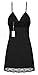 Ekouaer Women's Sexy Sleepware Satin Lace Camisole Sleep Dress,Black,Medium