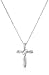 Amazon Essentials Sterling Silver Diamond Three-Stone Cross Pendant Necklace (1/10 cttw, I-J Color, I2-I3 Clarity), 18