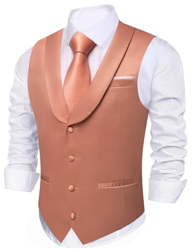 Barry.Wang Mens Orange Vest Formal/Leisure V-neck