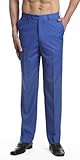 CONCITOR Men's Dress Pants Trousers Flat Front Slacks Solid ROYAL BLUE Color
