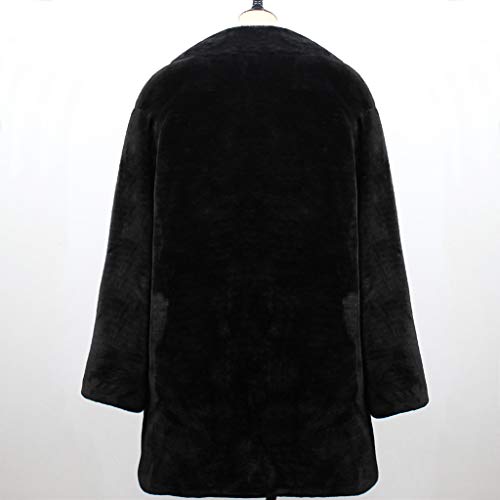Luxury Faux Fur Parka Coat Women's Fuzzy Fleece Lapel Winter Warm Overcoat Long Cardigan Jackets Outwear - Limsea Black