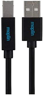 Maplin Premium USB-A 2.0 Male to USB-B Male Cable - Printer Connector (Black) (5m)