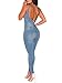 Lovezesent Women's Sexy Halter Denim Backless Jumpsuit