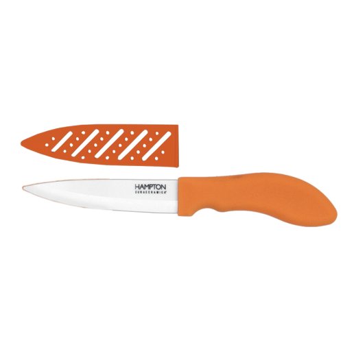 Hampton Forge Durac Dura-Ceramic Utility Knife with Blade Guard, 5-Inch, Orange, HMC01C100US