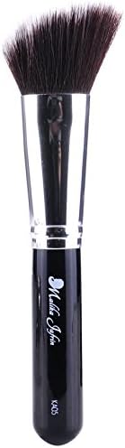 Angled Kabuki Makeup Brush By Artist Malika Jafrin - Premium Handmade Natural/Synthetic Bristle - Angled Brush Shape, Super Soft &amp; Fluffy To Give Precise Application For Bronzer, Cream Blush On The Cheeks.