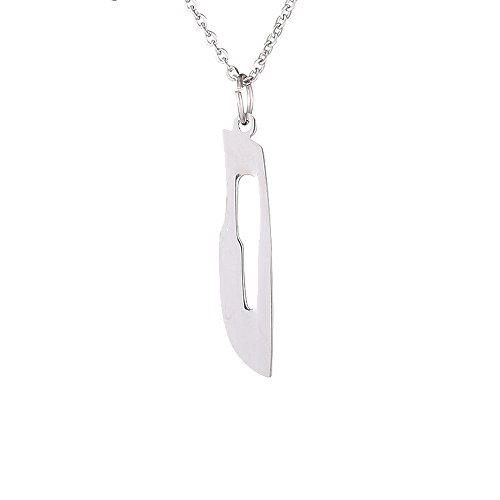 AOCHEE Doctor Nurse Scalpel Pendant Necklace Medical Jewelry for Women Men (Silver)