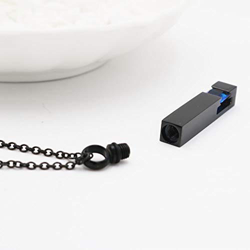 Inlay Multi-Colored Crystal Bar Memorial Urn Necklaces for Cremation Ashes Stainless Steel Keepsake Jewelry (Dark Blue)