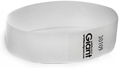 Wristband Giant 3/4" Tyvek Radiance(TM) GLOWS Under Black Light Wristbands 500 box Event Identification Bands (White)