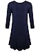 BELAROI Women's Plus Size Dress Fall Casual Swing 3/4 Sleeve T Shirt Loose Tunic Dress (1X, Navy Blue)