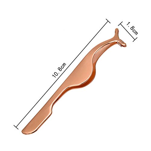 False Eyelashes Applicator Tool - FEITA Professional Falses Eyelash Extension Stainless Steel Clip Remover Tweezer for Lashes Application and Removal - Rose Gold - 1Pc