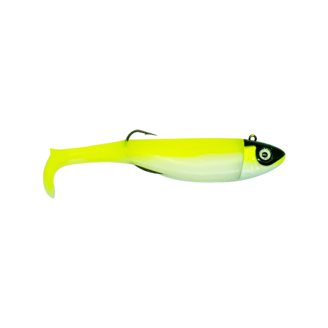 Bass Exciter Weedless Soft Bodied Lure - 9cm, 20gm, with Sharp Thrust Hook, Available, Freshwater or Saltwater, Fishing Gifts for Men. (2pcs/Pack) (Fluro-Green)