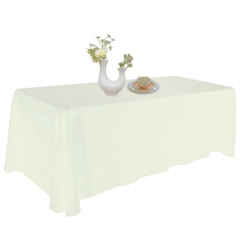 Urby Ivory Tablecloth for 6-8ft Rectangle Tables That Seats 6-8 Person, Manteles de Mesa De Tela para Fiestas de 6-8 Sillas, Machine Washable Reusable Polyester Table Cloths — image 1