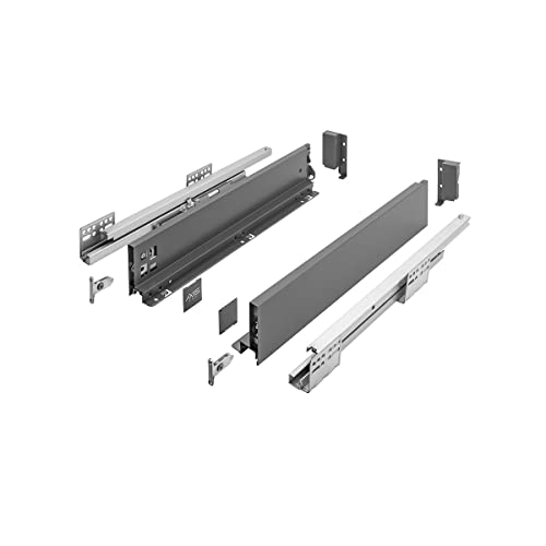 GTV Axis Pro Drawer System I Drawer Set with Full Extension I Anthracite I Load Capacity up to 40 kg I Push to Open with Synchronisation I Free Access I Width: 400 mm I Height: 86 mm