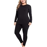 NUONITA Thermal Underwear for Women Long Johns Set Plus Size Fleece Lined Ultra Soft