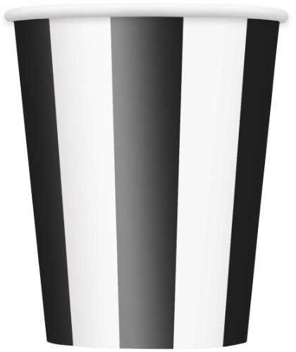 12oz Black Striped Paper Cups, 6ct