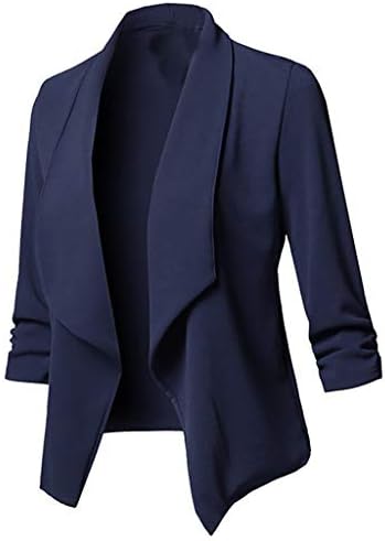 DONTAL Womens Coat Solid Open Front Cardigan Long Sleeve Blazer Casual Jacket Outwear