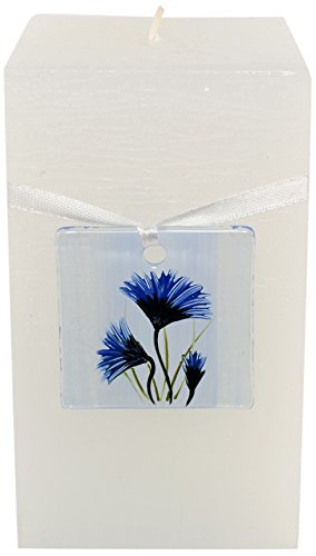 Magic Candle World Lanterns, Fused Glass Collection Candle. Spring - Summer Decoration. Hand Painted Melted Glass with Chabern Motif. Flower Design, Garden and Barbecue Decoration.