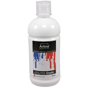 Artina Crylic Acrylfarben - hochwertige Künstler-Malfarbe in 500 ml Flaschen in Titanweiss & weitere Farben