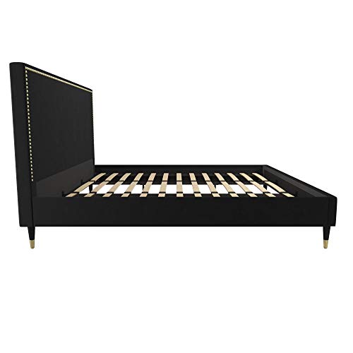 CosmoLiving by Cosmopolitan Audrey Upholstered, Black Velvet, King Size