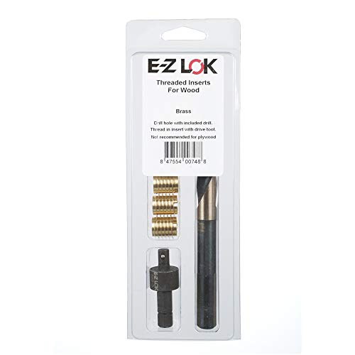 EZ LOK 4006 Threaded Inserts for Wood, Installation Kit, Brass