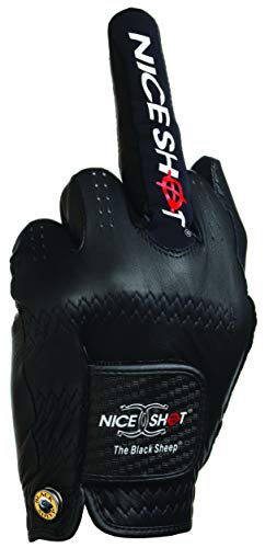Nice Shot The Black Sheep in The Bird Cabretta Leather Golf Glove Men's Left Hand Black Large L