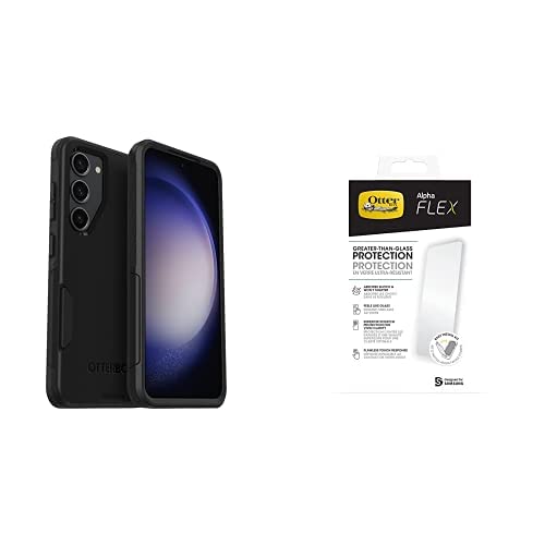 Bundle of OtterBox COMMUTER Series case for Galaxy S23 -BLACK + ALPHA FLEX Screen Protector Image