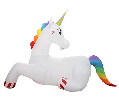 SEASONBLOW 5 Ft Inflatable Unicorn Sitting Indoor Outdoor Home Party Lawn Yard Garden Decoration
