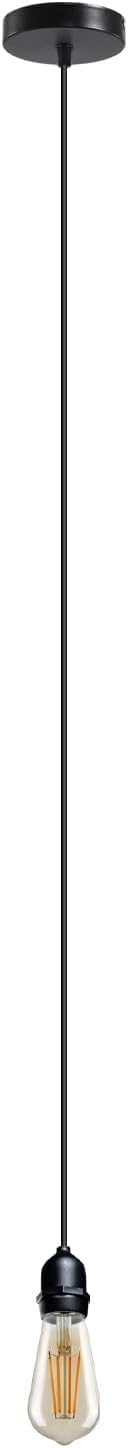 Rainproof Ceiling Pendant Light Fitting IP65 Black Metal E27 Lamp Holder with 195cm Adjustable Cable Indoor/Outdoor Hanging Lights for Living Room, Kitchen, Garden