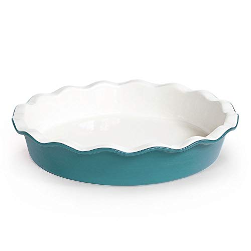 KooK Pie Dish, Round Pie Pan/ Plate, Deep Dish, Ruffled Wave Edge, for