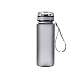 Letsfit Sports Water Bottle, BPA-Free Tritan Plastic Water Bottle with Locking Flip-Flop Lid, Leakproof and Dustproof Cap, Carry Loop, 21oz Bottle for Outdoor Hiking Camping Travel