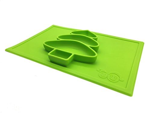 Happy Tree Silicone Placemat + Divided Plate BPA Free Nonslip For Toddler Kids (Lime)