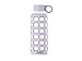 purifyou 40oz / 32oz / 22oz / 12oz Borosilicate Glass Water Bottle with Time & Volume Markers, Silicone Sleeve, Stainless Steel Lid | Reusable Glass Bottle for Water & Juice (22oz Lavender)