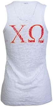 Chi Omega Burnout Tank, White Medium