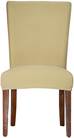 Modern beige Chair Cover Protector and Slipcover with Elastic Bottom - Top Notch Stretchable Polyester for Kitchen or Dining Chairs - Easy to Use, Comfortable &amp; Soft