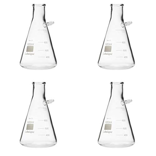 Glass Filtering Flask with Upper Tubulation, 1000ml (Pack of 4)