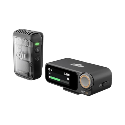 DJI Mic 2 (1 TX + 1 RX), microfono wireless con eliminazione intelligente del rumore, registrazione interna in float a 32 bit, suoni ottimizzati, 250 m di distanza, microfono per iPhone e Android