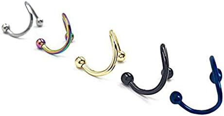 WTNY 5PCS Stainless Steel Twist Bar Ear Plug Ball Earring Spiral Helix Tragus Stud Body Piercing Jewelry